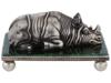 RUSSIAN SILVER AND JADE STONE FIGURINE OF A RHINO PIC-1