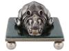 RUSSIAN SILVER AND JADE STONE FIGURINE OF A RHINO PIC-2