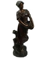 FRENCH BRONZE FEMALE FIGURINE BY EDOUARD DROUOT