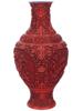 CHINESE LACQUER HAND CARVED FAUX CINNABAR VASE PIC-2