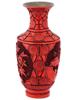 VINTAGE CHINESE CINNABAR LACQUER FLORAL MOTIF VASE PIC-1