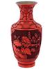 VINTAGE CHINESE CINNABAR LACQUER FLORAL MOTIF VASE PIC-2