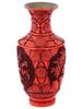 VINTAGE CHINESE CINNABAR LACQUER FLORAL MOTIF VASE PIC-3