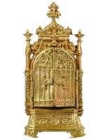 GERMAN BRONZE ALTAR W MADONNA MINIATURE BY RAPHAEL