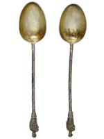 ANTIQUE ENGLISH SILVER TEA SPOONS BY FINNIGANS W CASE