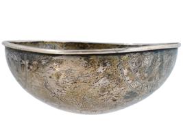 ANTIQUE PERSIAN QAJAR EMPIRE SILVER BOWL 19TH C