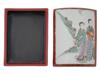 ANTIQUE CHINESE LACQUER PORCELAIN TRINKET BOX PIC-4