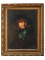 ANTIQUE OIL PORTRAIT PAINTING AFTER REMBRANDT