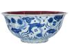 ANTIQUE CHINESE MING DRAGON BLUE WHITE PORCELAIN BOWL PIC-2