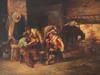 ANTIQUE DUTCH SHCOOL BARN SCENE OIL PAINTING SIGNED PIC-1