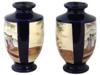 JAPANESE MEIJI SATSUMA COBALT BLUE PORCELAIN VASES PIC-1