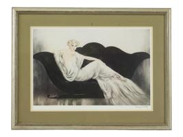 ART DECO FRENCH SOFA LITHOGRAPH BY LOUIS ICART