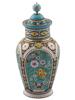 LARGE RUSSIAN SILVER CLOISONNE ENAMEL TEA CADDY PIC-0