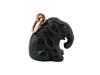 RUSSIAN GOLD CARVED BLACK JADE ELEPHANT PENDANT PIC-3