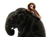 RUSSIAN GOLD CARVED BLACK JADE ELEPHANT PENDANT PIC-6