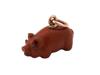 14K RUSSIAN GOLD RUBY CARVED JASPER PIG FORM PENDANT PIC-1