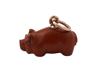 14K RUSSIAN GOLD RUBY CARVED JASPER PIG FORM PENDANT PIC-0