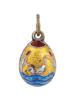 RUSSIAN 88 SILVER AND ENAMEL SWAN LAKE EGG PENDANT PIC-0