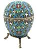 EXTRA LARGE RUSSIAN SILVER ENAMEL EGG CASE W STAND PIC-2