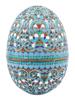 LARGE RUSSIAN SILVER CLOISONNE ENAMEL EGG CASKET PIC-1