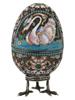 LARGE RUSSIAN SILVER ENAMEL EGG CASKET WITH STAND PIC-3