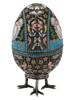 LARGE RUSSIAN SILVER ENAMEL EGG CASKET WITH STAND PIC-1