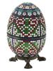 RUSSIAN 84 SILVER CLOISONNE ENAMEL EGG CASKET W STAND PIC-2