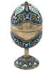 RUSSIAN 84 SILVER ENAMEL FOOTED EASTER EGG CASKET PIC-0