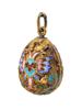 RUSSIAN 88 GILT SILVER ENAMEL EASTER EGG PENDANT PIC-0