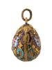 RUSSIAN 88 GILT SILVER ENAMEL EASTER EGG PENDANT PIC-1