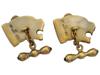 RUSSIAN GILT SILVER ENAMEL RUBY BULLDOG CUFFLINKS PIC-2