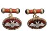 RUSSIAN 88 GILT SILVER ENAMEL DIAMOND CUFFLINKS PIC-0