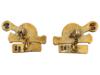 RUSSIAN 88 GILT SILVER FIGURAL CANNON CUFFLINKS PIC-1