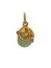 RUSSIAN 88 GILT SILVER CARVED JADE RUBY EGG PENDANT PIC-2