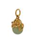 RUSSIAN 88 GILT SILVER CARVED JADE RUBY EGG PENDANT PIC-1