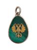 RUSSIAN 84 SILVER CARVED MALACHITE EGG PENDANT PIC-0