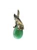 RUSSIAN 88 SILVER BULLDOG CARVED JADE EGG PENDANT PIC-3