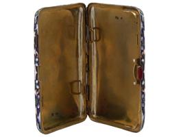 RUSSIAN GILT SILVER CLOISONNE ENAMEL CIGARETTE CASE