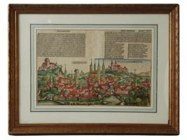 1493 NUREMBERG CHRONICLE ILLUSTRATED MANUSCRIPT SPREAD