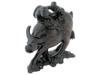 CHINESE WOOD CARVED FIGURINE OF BUFFALO AND RIDERS PIC-1