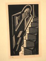 AMERICAN MODERNIST WOODCUT BY EARL M. WASHINGTON