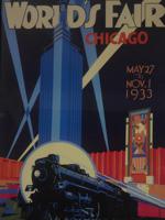 1933 AMERICAN WORLDS FAIR CHICAGO LITHOGRAPHIC POSTER