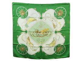 VINTAGE HERMES SPRINGS SILK SCARF IN GREEN IOB