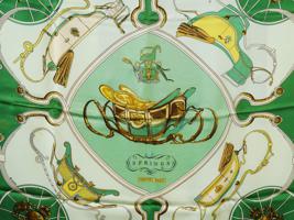 VINTAGE HERMES SPRINGS SILK SCARF IN GREEN IOB