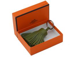 HERMES CARMEN GREEN LEATHER TASSEL KEY RING IOB