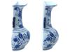 PAIR WALL MOUNT BLUE WHITE CHINESE PORCELAIN VASES PIC-3