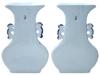 PAIR WALL MOUNT BLUE WHITE CHINESE PORCELAIN VASES PIC-4