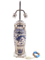 ANTIQUE ORIENTAL PORCELAIN LAMP WITH DRAGON C 1900