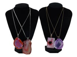 VINTAGE STERLING SILVER DYED AGATE NECKLACES