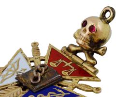 MID CENT GILT SILVER ENAMEL GEMS MASONIC PENDANT